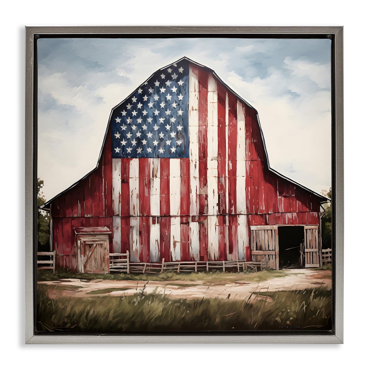 Stupell Industries Americana Barn View Floater Framed Art